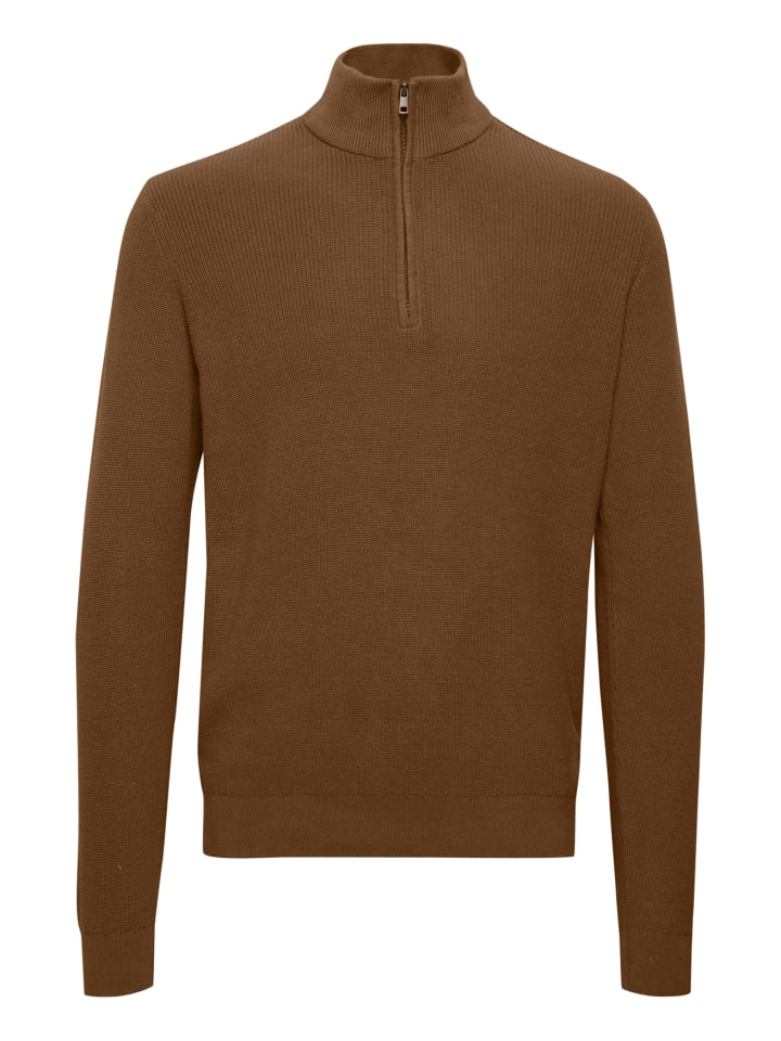 Warmer Strickpullover mit halbem Reißverschluss BHCodford in Dunkelbraun