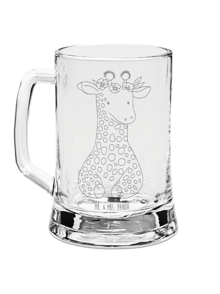Bierkrug Giraffe Blumenkranz ohne Spruch in Transparent
