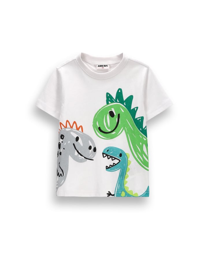 Baumwoll-T-Shirt mit kurzen Ärmeln in weiß