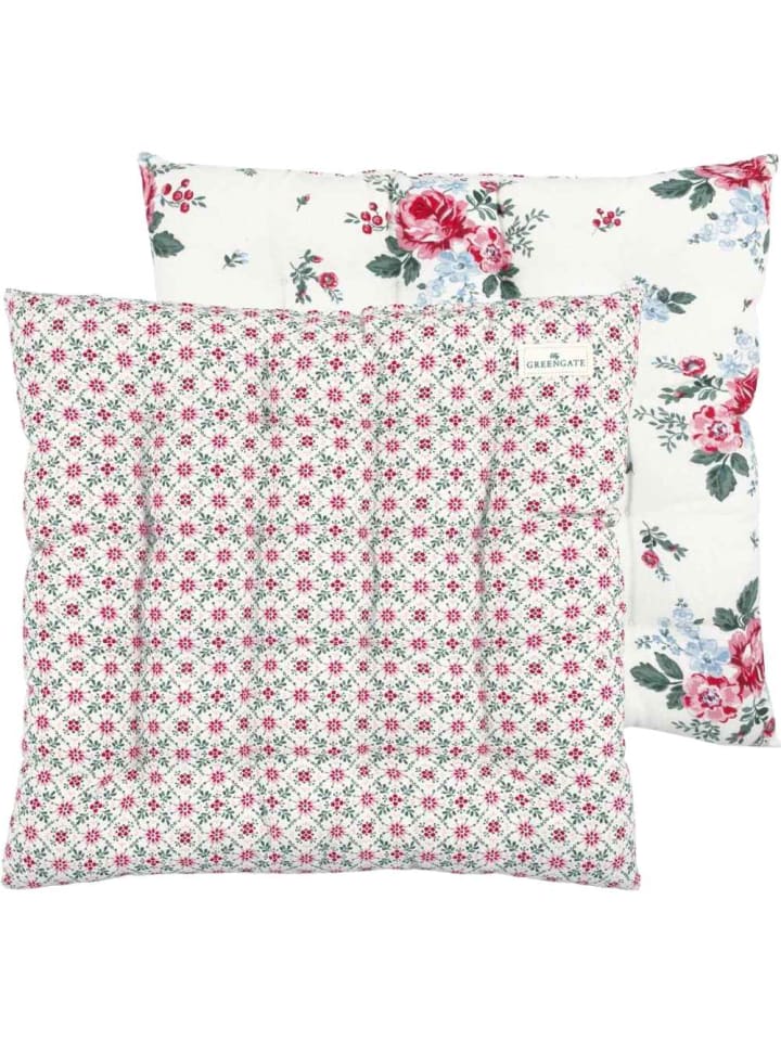 Sitzkissen NENNE Weiß mit Blumen