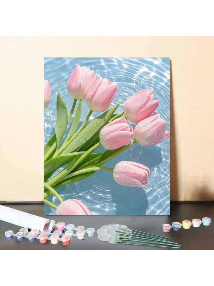 DIY Malen nach Zahlen Set-"Tulpen im Wasserlicht"