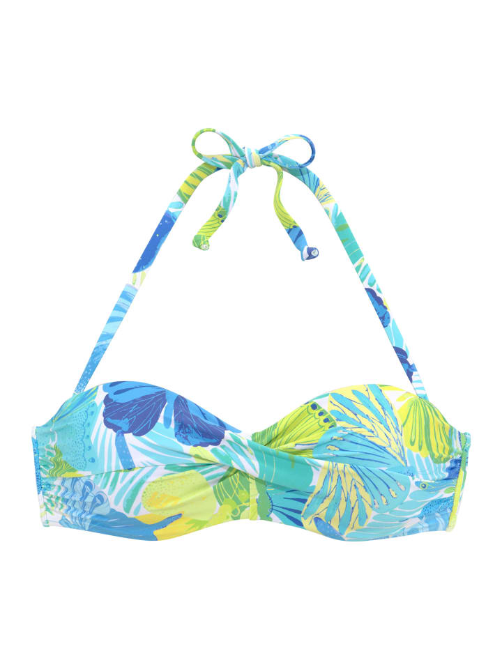 Bügel-Bandeau-Bikini-Top in blau-grün