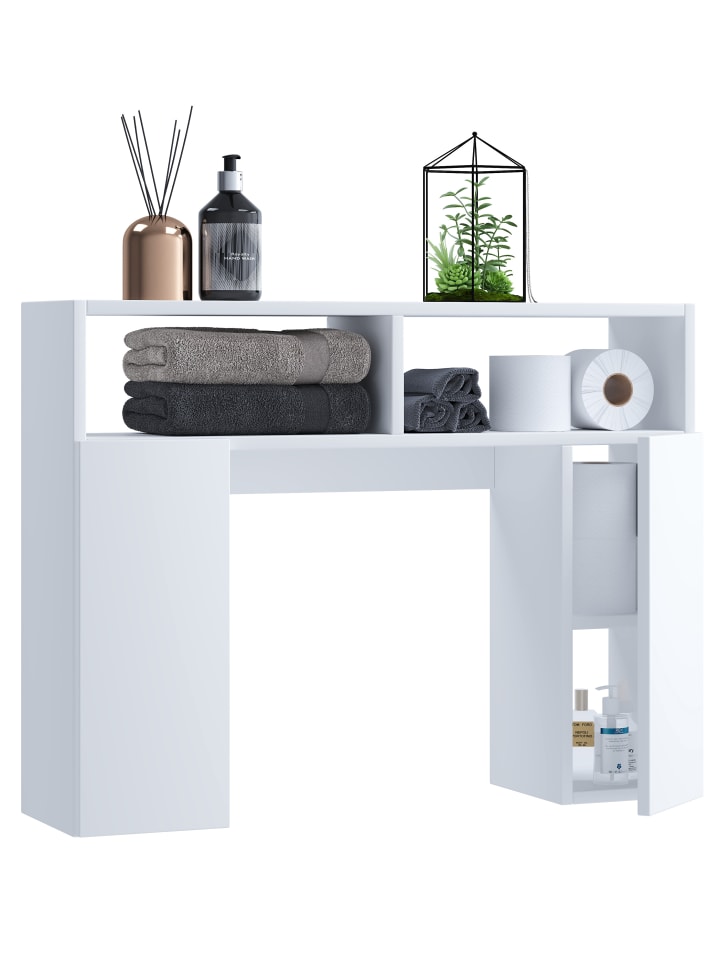 Holz Wandregal Überbau WC Bad Regal Tinol S in Weiß