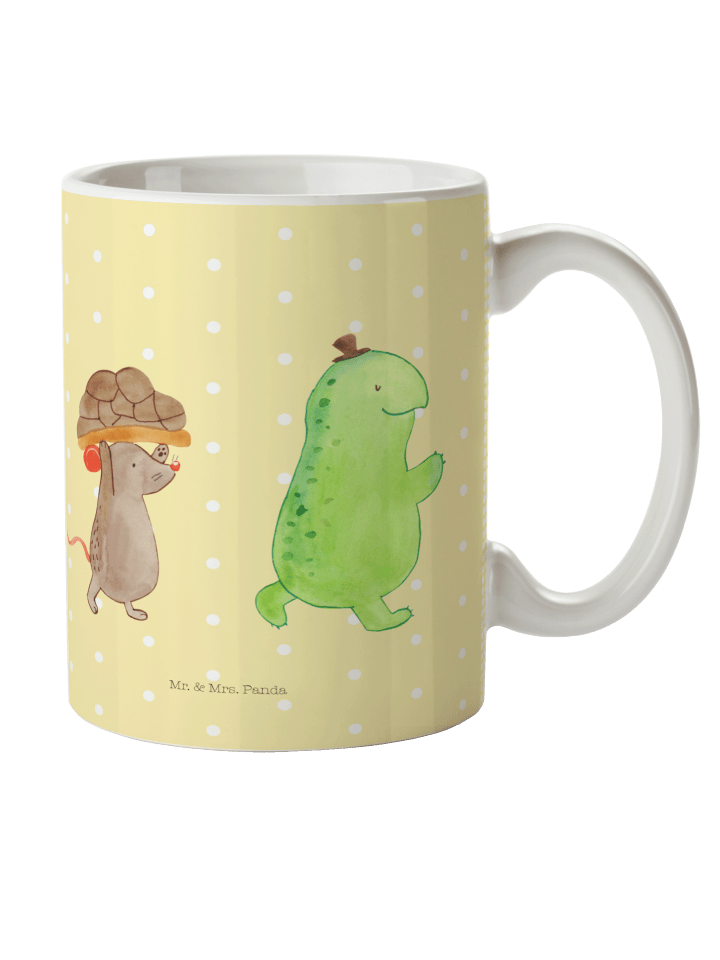 Tasse Schildkröte Maus ohne Spruch in Gelb Pastell