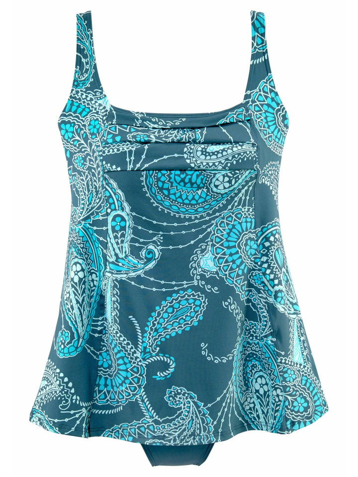 Badekleid in petrol-bedruckt