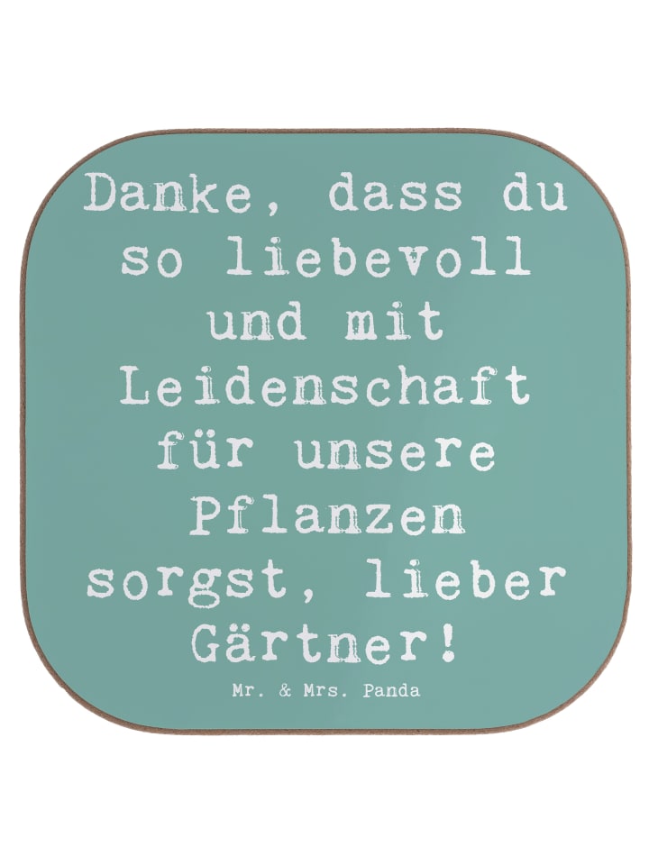 Glas-Untersetzer Spruch Lieber Gärtner mit Spruch in Meeresbrise