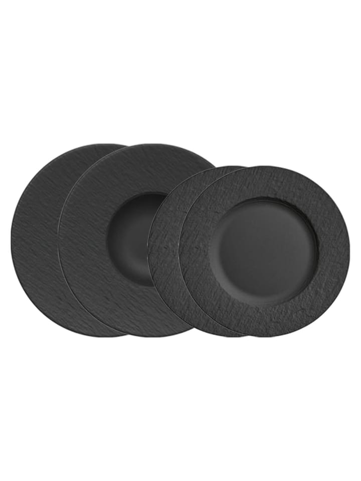 4-tlg. Teller-Set Manufacture Rock in Schwarz