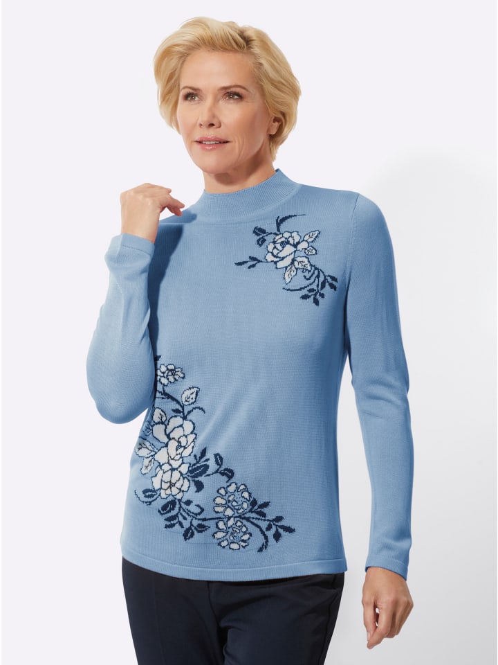 Stehkragen-Pullover in eisblau