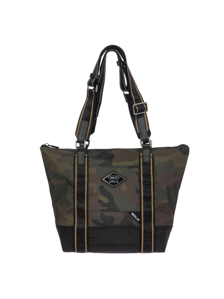 Replay Camouflage Shopper Tasche 26 cm green camou