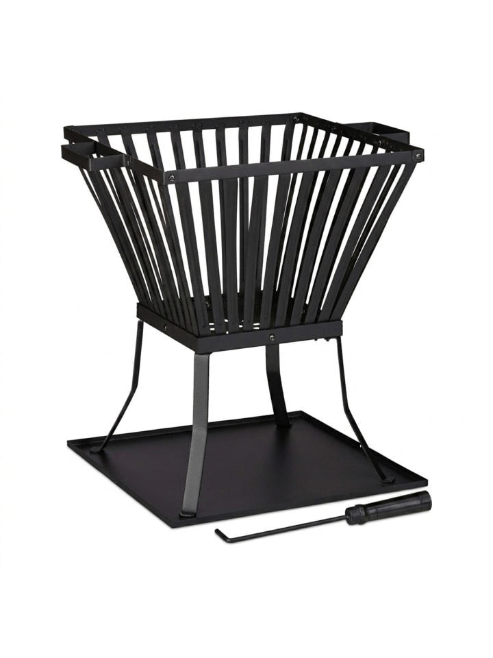 Feuerkorb in Schwarz - (B)56,5 x (H)56 x (T)45 cm