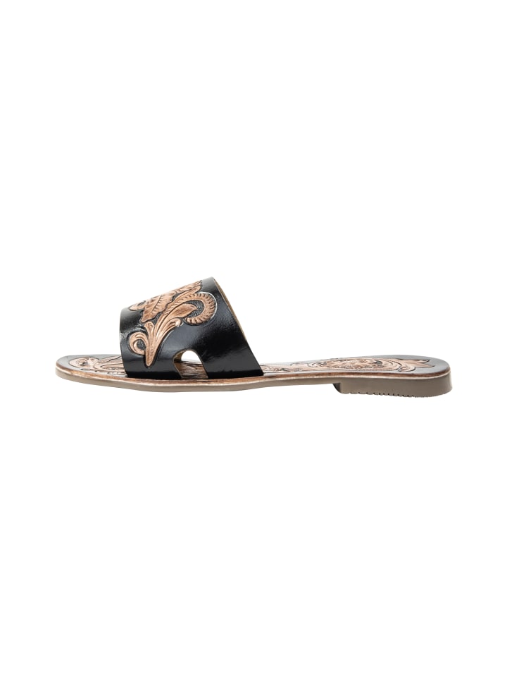 Damen Sandalen Aus Leder in Schwarz