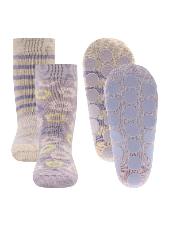 2er-Set Stoppersocken ABS 2er Pack Blümchen in flieder