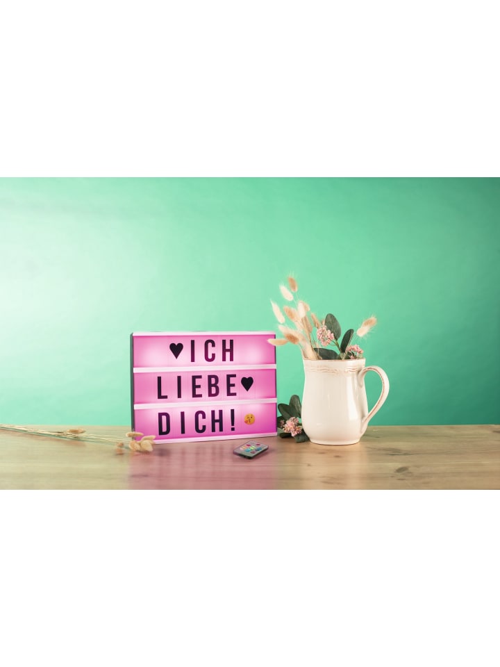 LED-Leuchtkasten A4 9V weiß/schwarz 173 Buchstaben & 150 Emojis Weiß