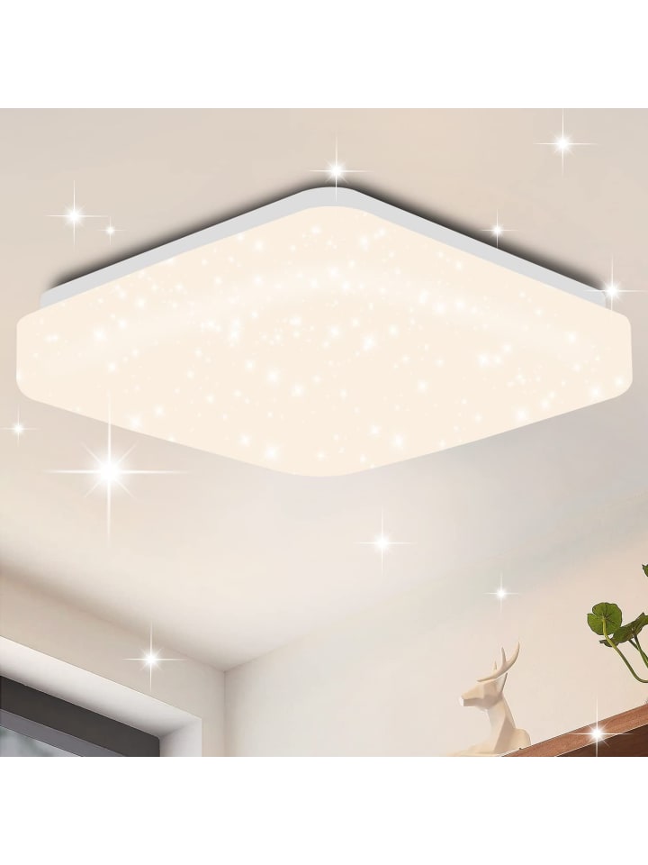 LED Deckenleuchte in weiß eckig L 21cm Sternenhimmel neutralweiß 15W Flurlamp