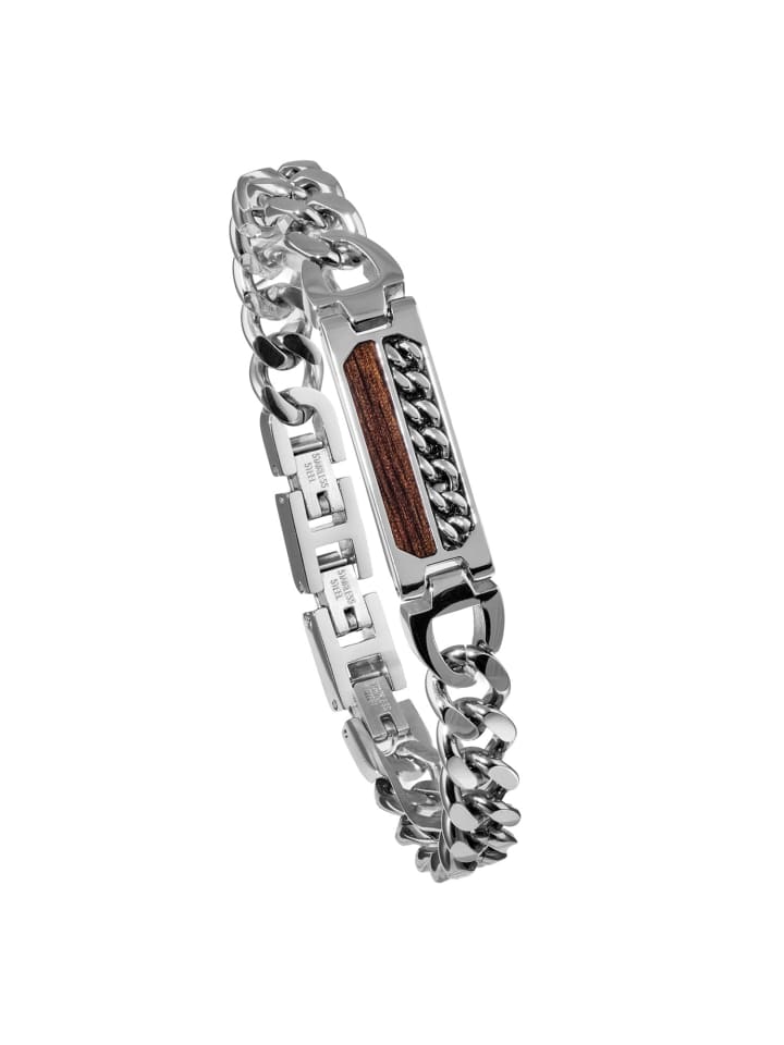 Herren-Armband Edelstahl Outlands Walnuss/Silberfarben