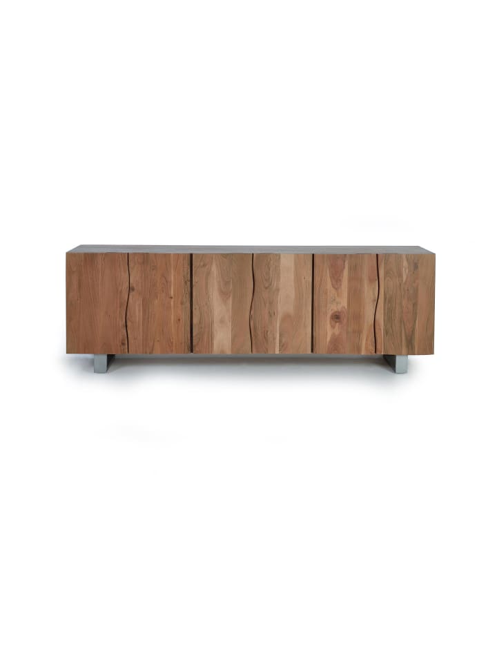 Sideboard aus Akazienholz und Metall in Brown