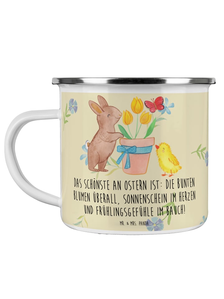 Kaffeebecher Hase Küken mit Spruch in Blumig