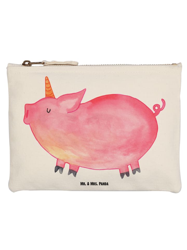 Schminktasche Einhorn Schwein ohne Spruch in Weiß