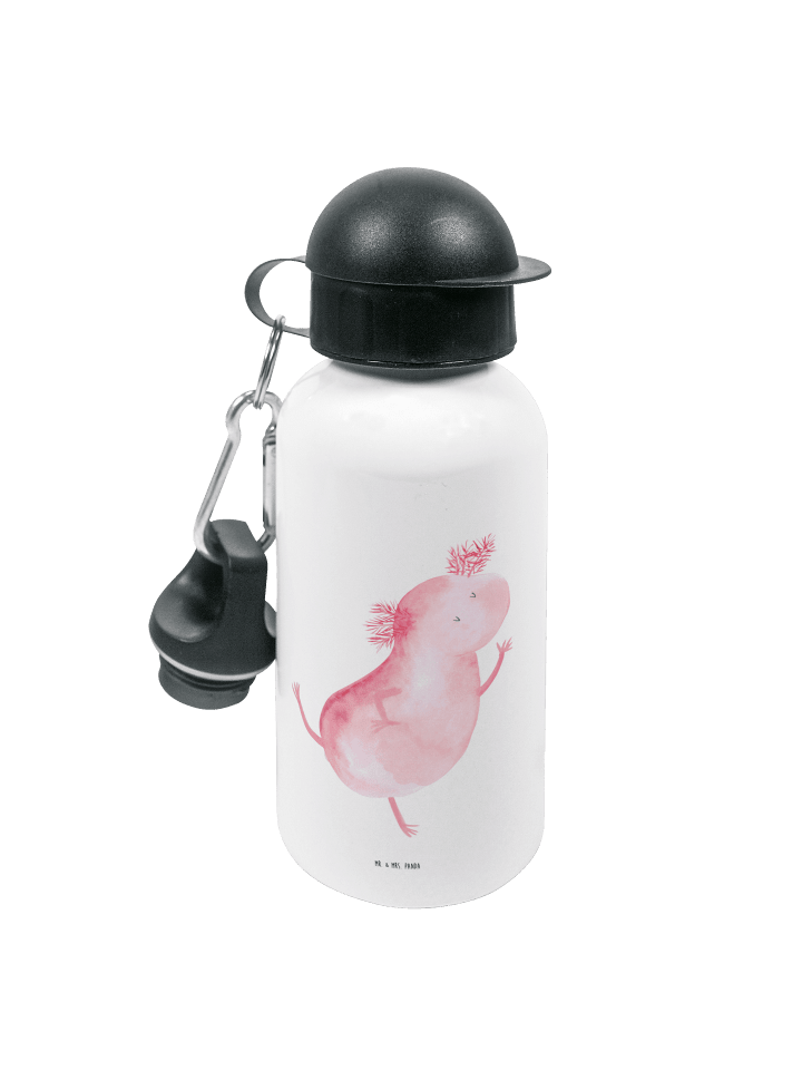 Trinkflasche Axolotl Tanzen ohne Spruch in Weiß