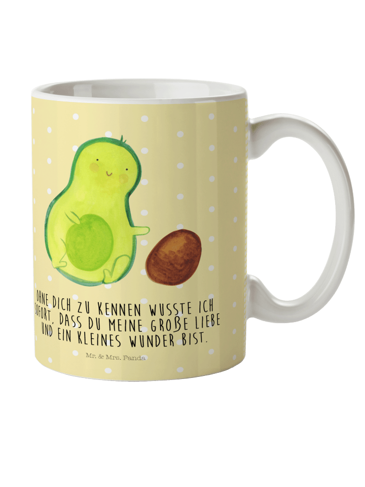 Tasse Avocado Kern rollt mit Spruch in Gelb Pastell
