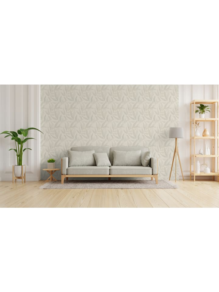 Tapete Palm Serenity in Nebelblau