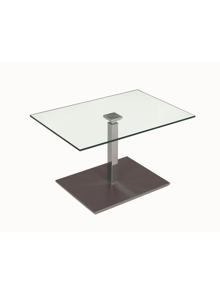 FUNKTIONSTISCH höhenverstellbar Carlotta 90x60x47 Glas/Perlsilber/Lava