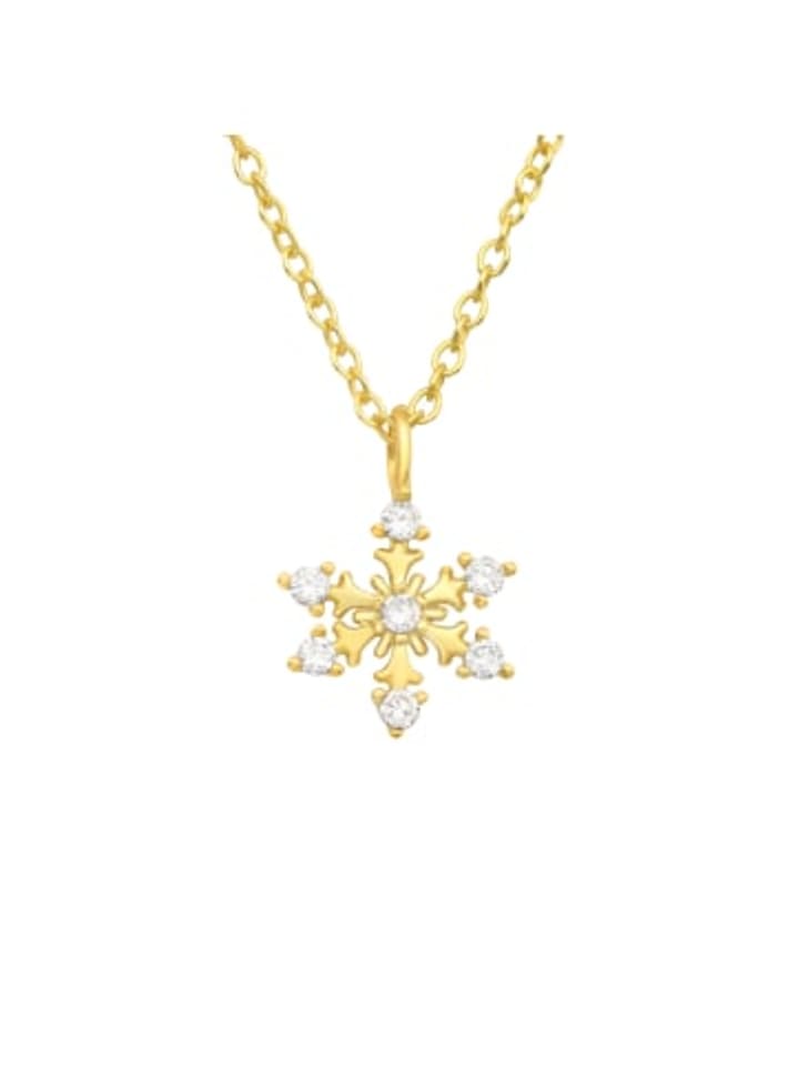 Kette mit Anhänger SCHNEEFLOCKE in Gold aus 925 Silber - 2-tlg. in gold