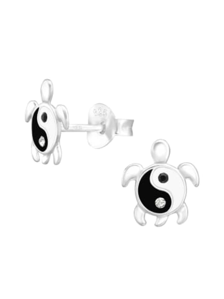 Ohrringe - Ohrstecker SCHILDKRÖTE YIN YANG in 925 Silber - 2-tlg.
