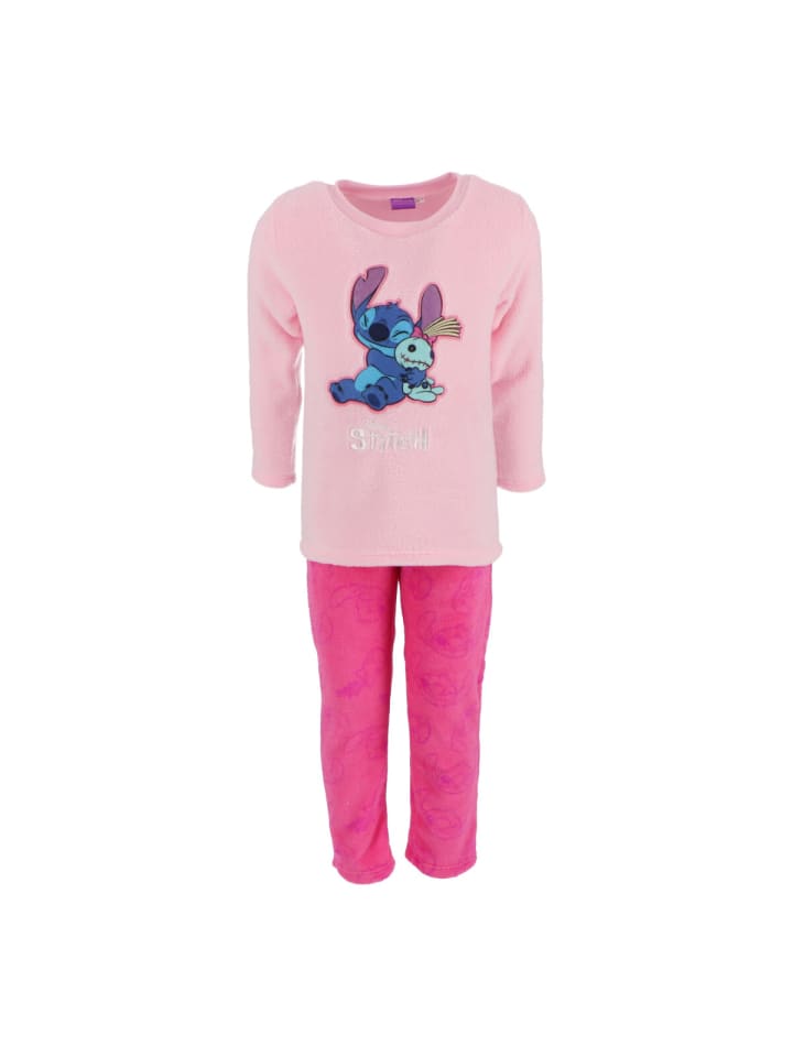 Lilo & Stitch Schlafanzug Pyjama Coral Fleece Nachtanzug für Kinder in Pink