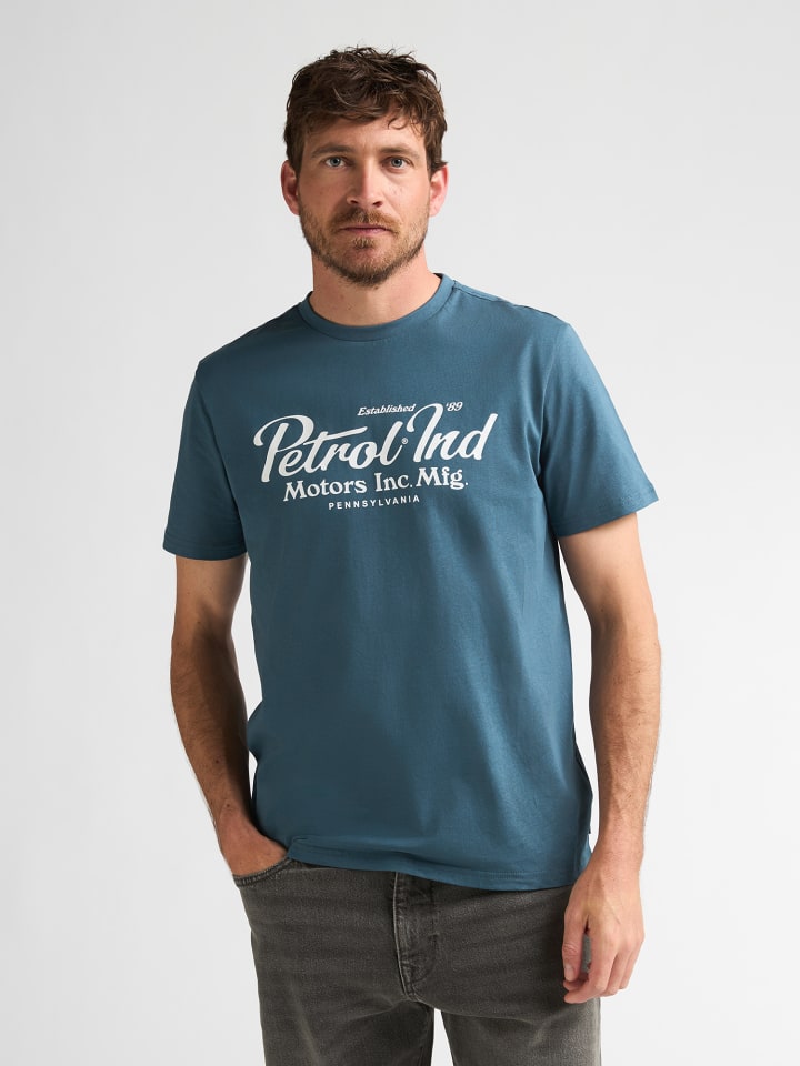 T-Shirt aus Baumwolle mit Print anderson in Blau