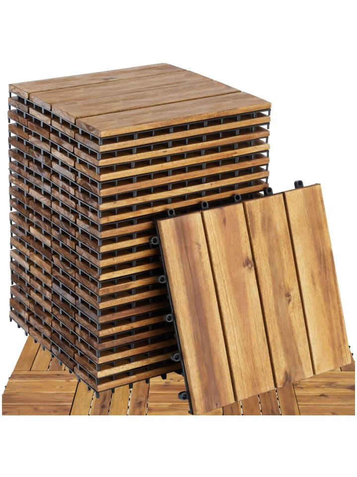 Terrassenfliesen 20er Set mit Klicksystem, 31 x 31 x 2,2 cm