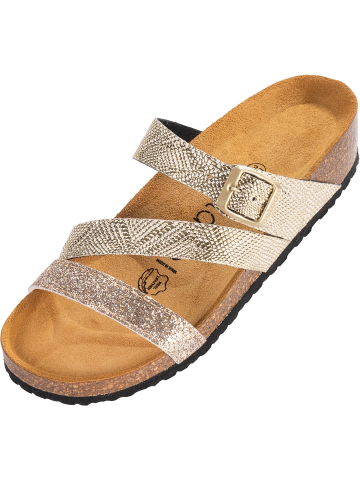 Pantoletten Chios in Metallic Gold Coralino