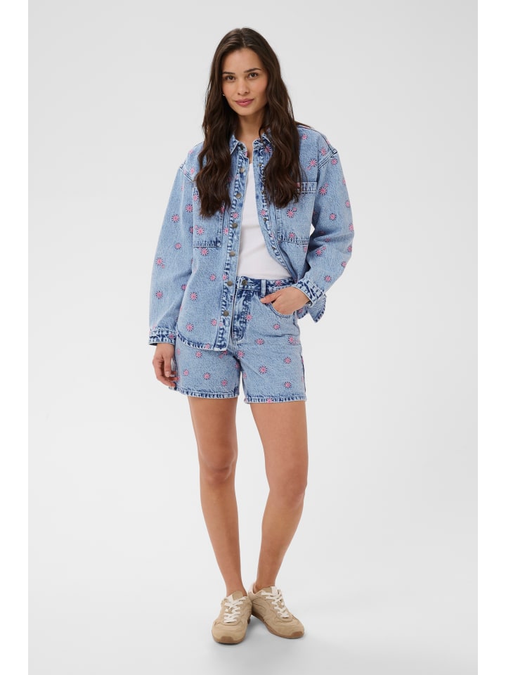 Jeansshorts KAbabena Loose fit in Blue Denim/Pink Flower Emb.