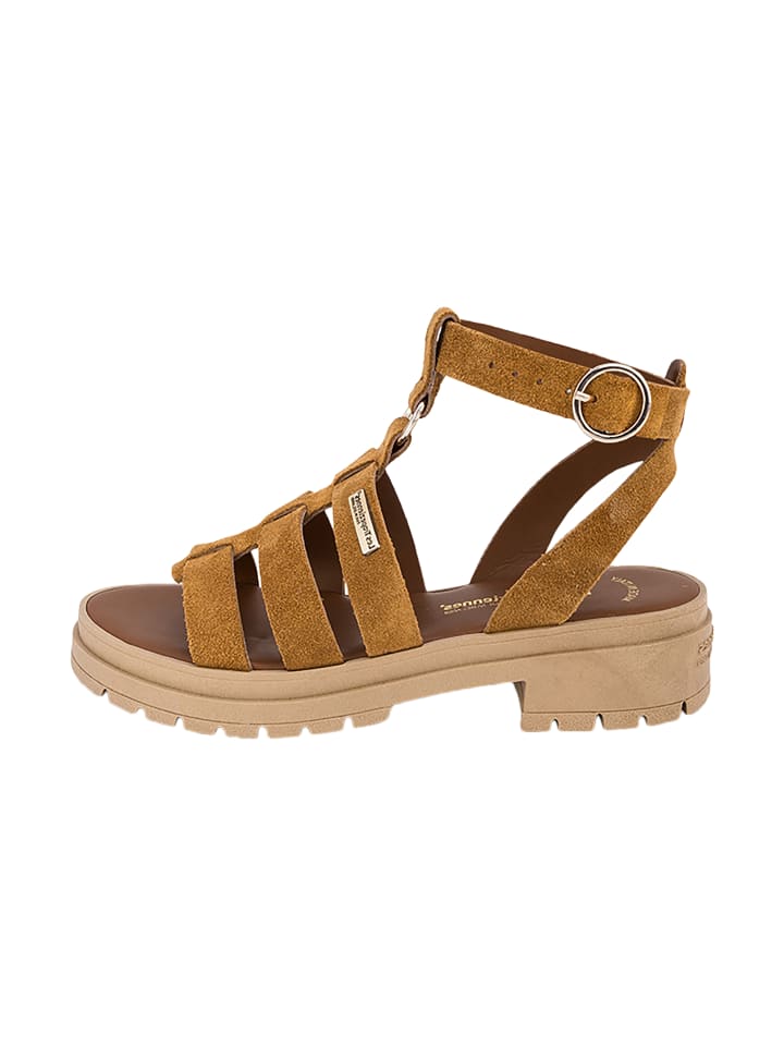 Flache Ledersandalen von Tobosued Gelb