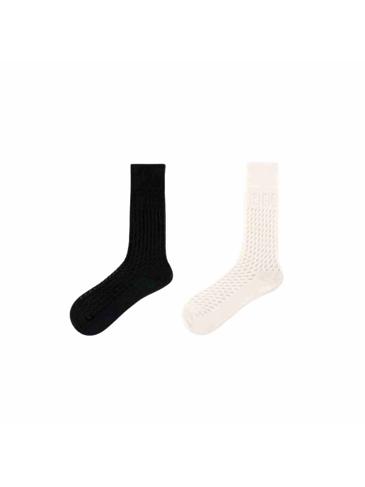 2er-Pack Lochmuster-Buchstaben-Longsocken-Farb-Mix