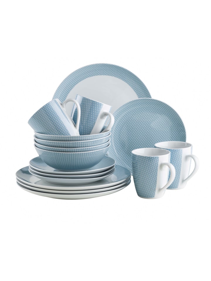 Geschirr-Set, Porzellan Kitchen Time II in Blau