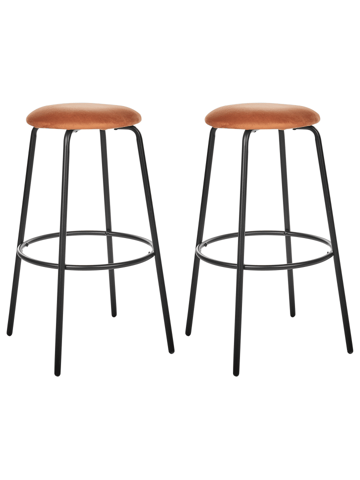 2er-Set Barhocker MORTON in Orange/Schwarz