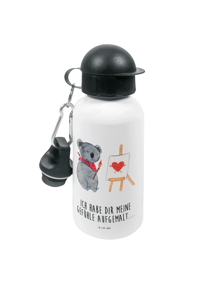 Trinkflasche Koala Künstler mit Spruch in Weiß