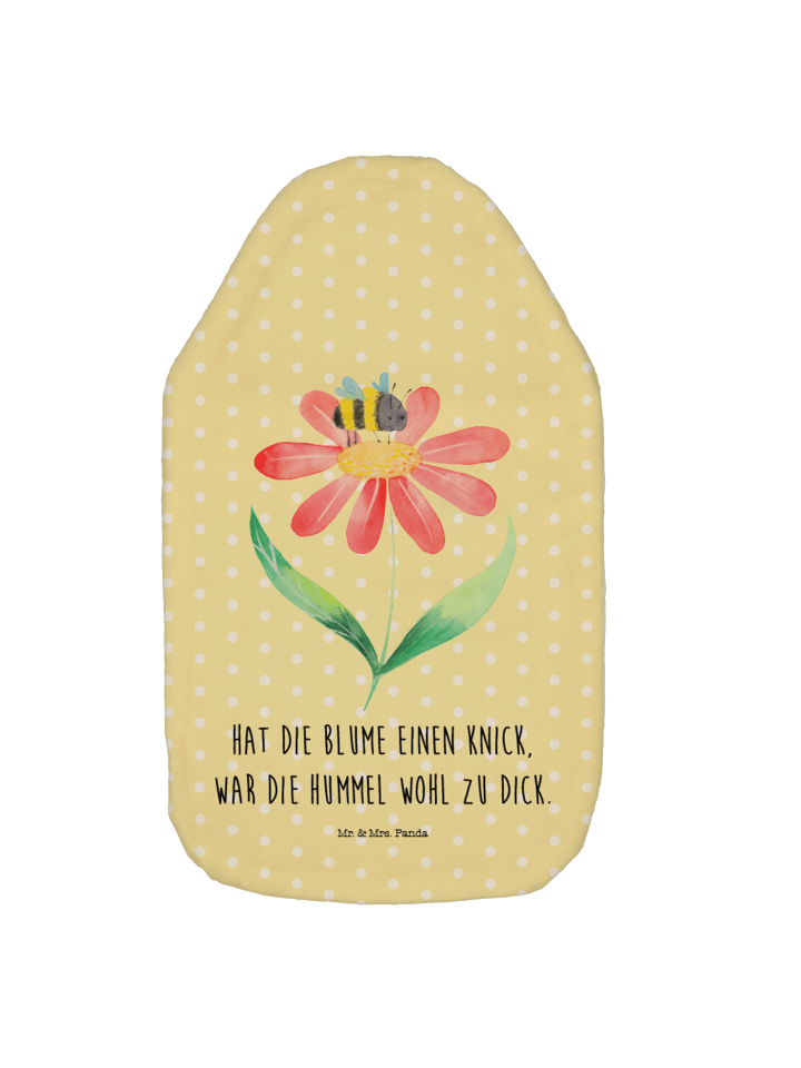 Wärmflasche Hummel Blume mit Spruch in Gelb Pastell
