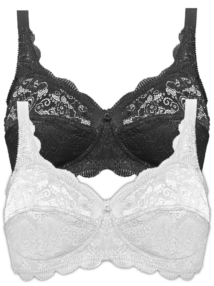 2er Pack BH ohne Bügel Latina in Schwarz Weiss