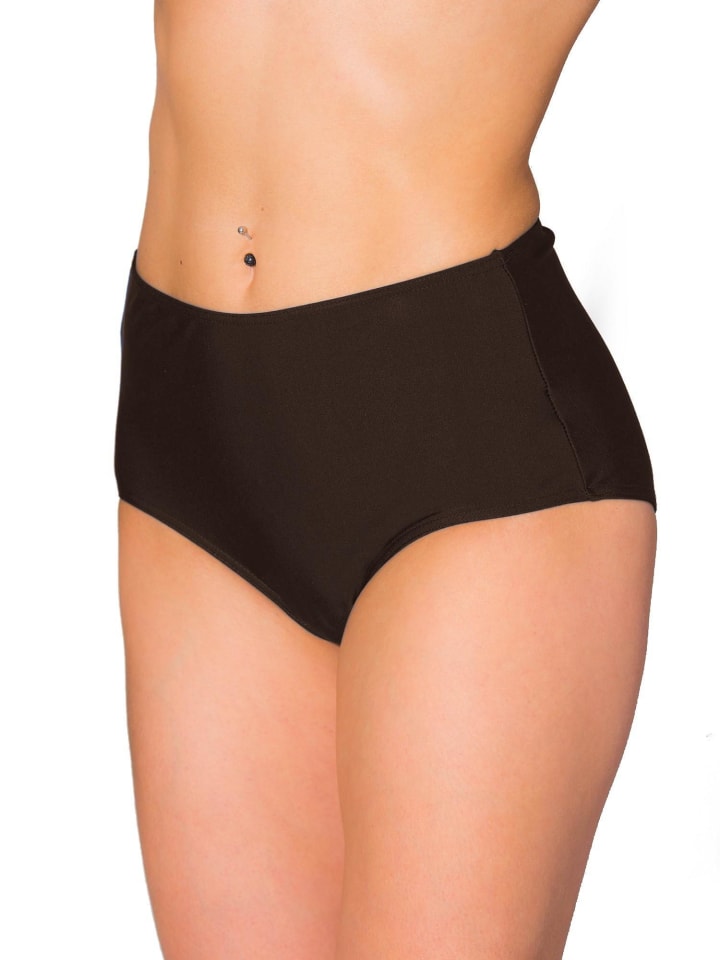 Aquarti Damen Bikinihose Bikini-Slip mit Hohem Bund in braun