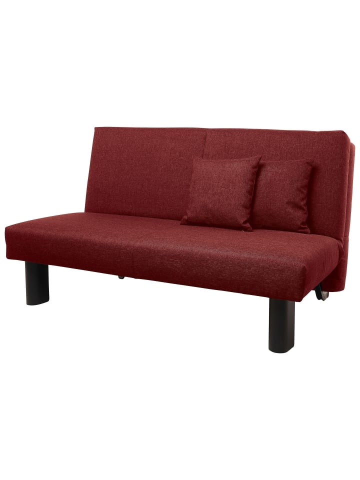 FALTSOFA Kalomira Bezug Flachgewebe Metall schwarz / rot