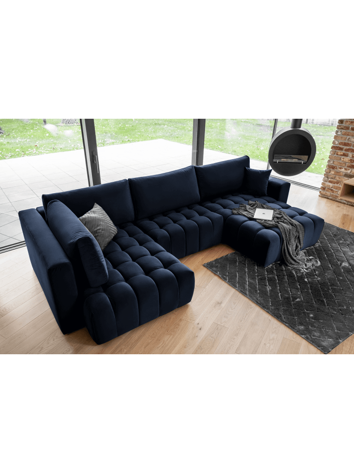 Bonita Recamiere Rechts in Navyblau - (L) 175 x (B) 350 x (H) 92 cm