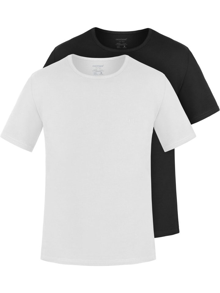 2er Set Herren T-Shirts aus Bio-Baumwolle Nyons in Schwarz/Weiß
