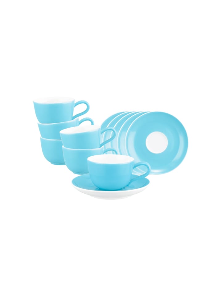 6er Set Espressotasse mit Untertasse Liberty Pure Colors in Lagoon Blue 90 ml