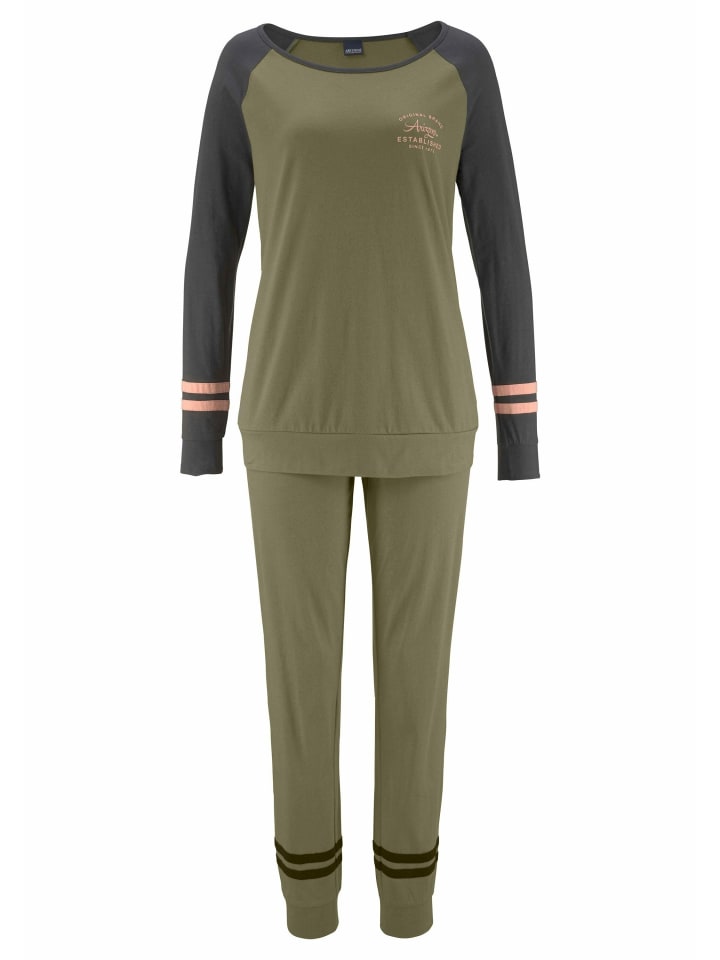 Pyjama in grün-apricot
