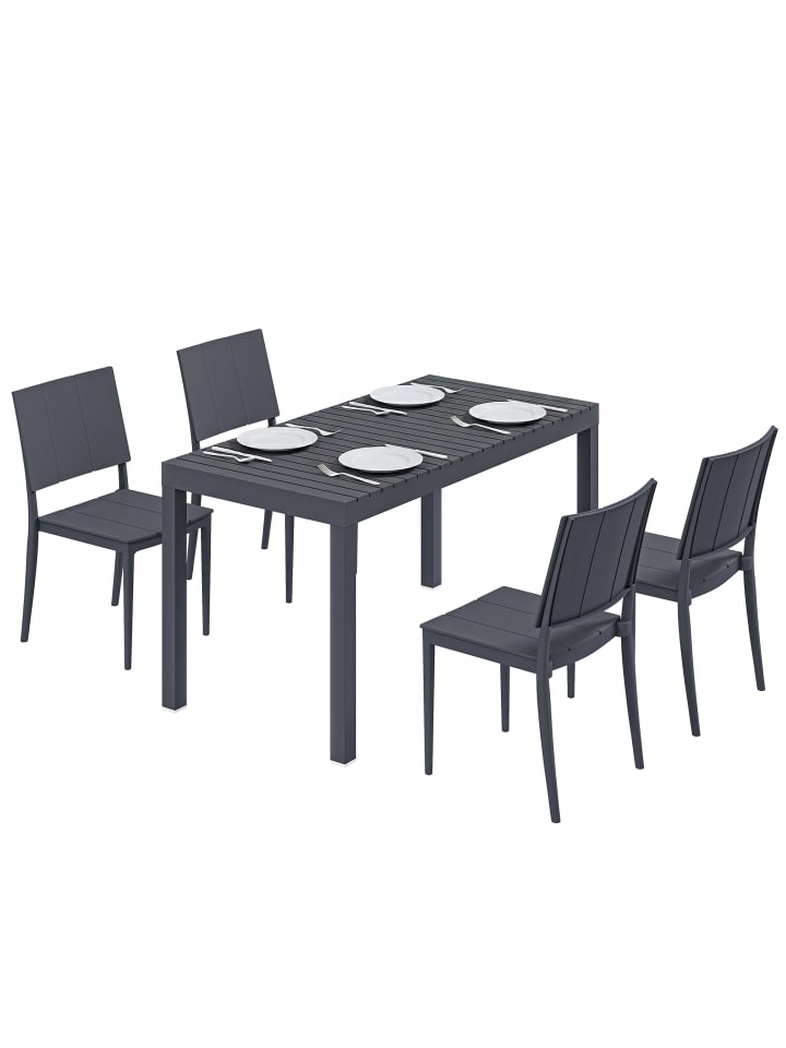 Outdoor Essgruppe in Dunkelgrau 141,5L x 70,5B x 74,5H cm