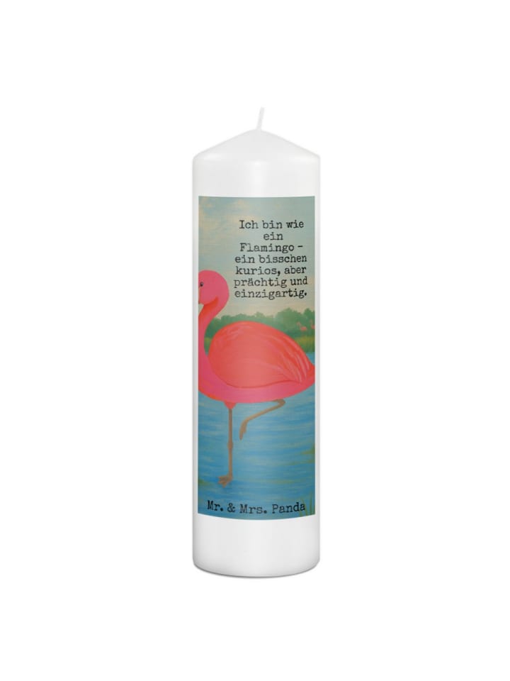 Kerze Flamingo Classic Design mit Spruch in Weiß