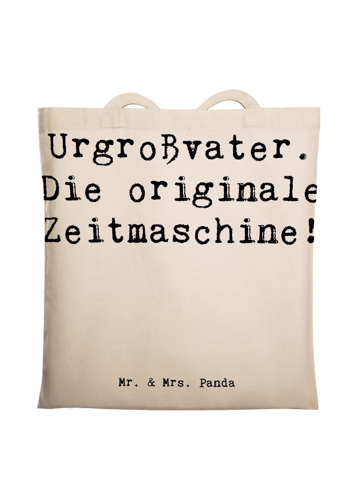 Tragetasche Urgroßvater Zeitmaschine mit Spruch in Creme