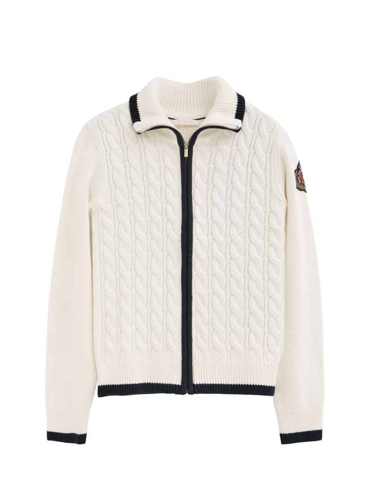 Pullover WOMAN NAUTIC ZIPPER CARDIGAN W LONG SLEEVE REGULAR FIT in Ecru